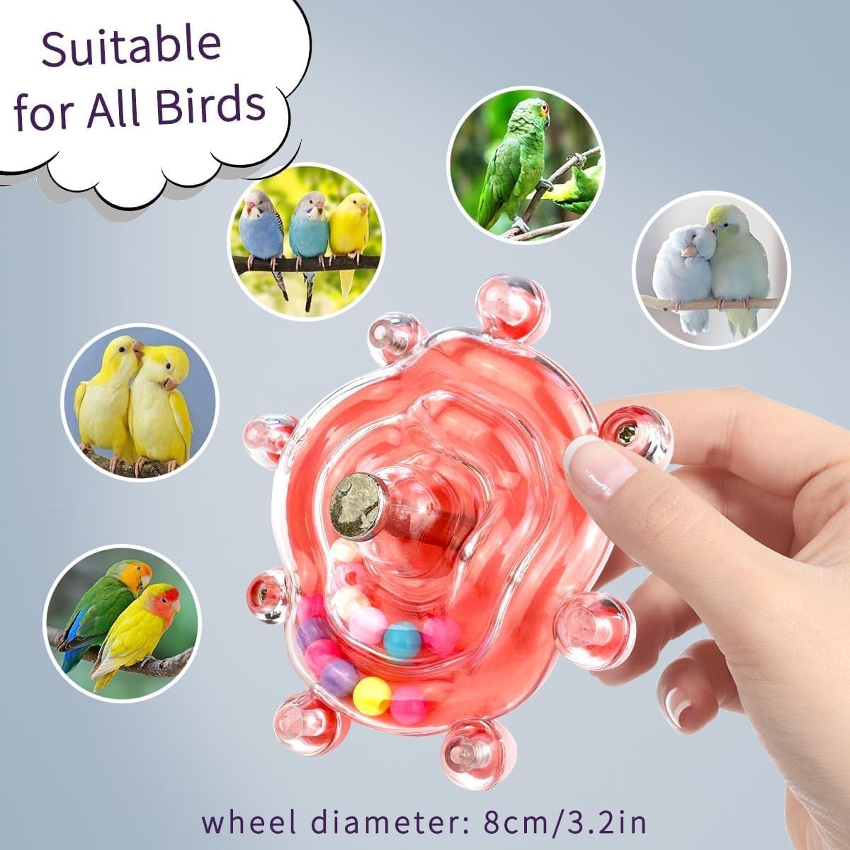 Budgie Toys, Parakeet Training Toy, Interactive Bird Educational Toy for Small Birds, Cockatiel Toys, Fun Parakeet Toys, Lovebird Toys, Quaker Parrot Toys, Bird Toys for Conures (Purple)