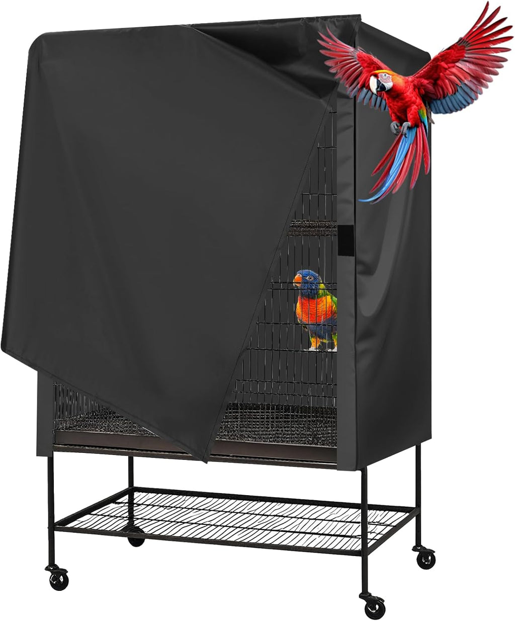 Bird Universal Pet Cage Cover, Pets Product Universal Birdcage Cover, Water-Proof Good Night Black-Out Birdcage Covers, for Parrot Parakeet Small Animal Sleeping, Black, 33L x 23W x 41H inches