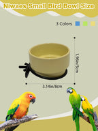 2PCS Ceramic Bird Cage Food Bowls Hanging Parrot Water Bowl Parakeet Feeding Dish Cups Lovebirds Cage Feeder for Budgie Finches Macaw Cockatiels (Yellow)