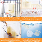 No Mess Automatic Bird Feeder with Hooks Hanging,2 in 1 Bird Bath for Cage,Multifunctional Bird Food Container Bathing Tubs,Parrot Seed Feeders Bird Cage Accessories for Budgies Lovebirds Cockatiels