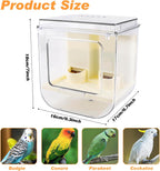 No Mess Automatic Bird Feeder with Hooks Hanging,2 in 1 Bird Bath for Cage,Multifunctional Bird Food Container Bathing Tubs,Parrot Seed Feeders Bird Cage Accessories for Budgies Lovebirds Cockatiels