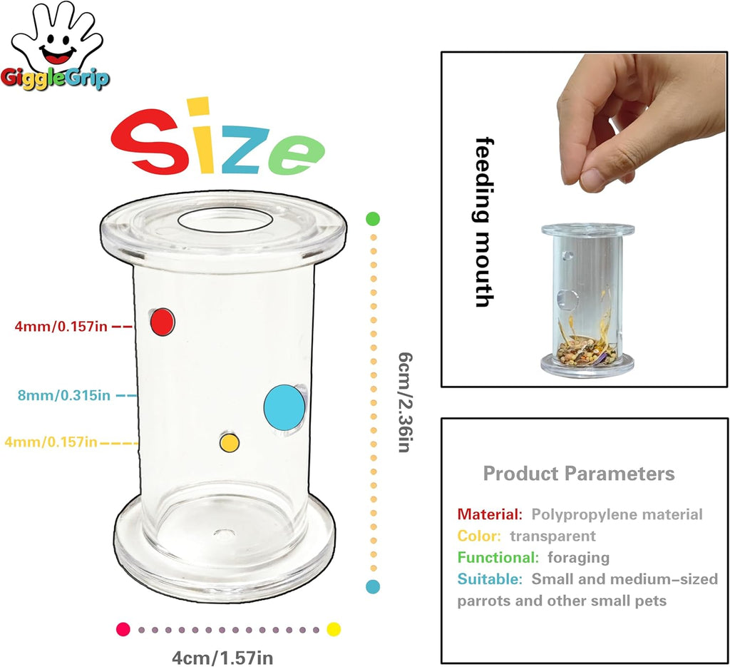 Bird Foraging Toys,Interactive Parrot Training Puzzle & Treat Dispenser, Durable Plastic Enrichment Toys for Cockatiels, Conures, Parakeets, Budgies(Pack4)