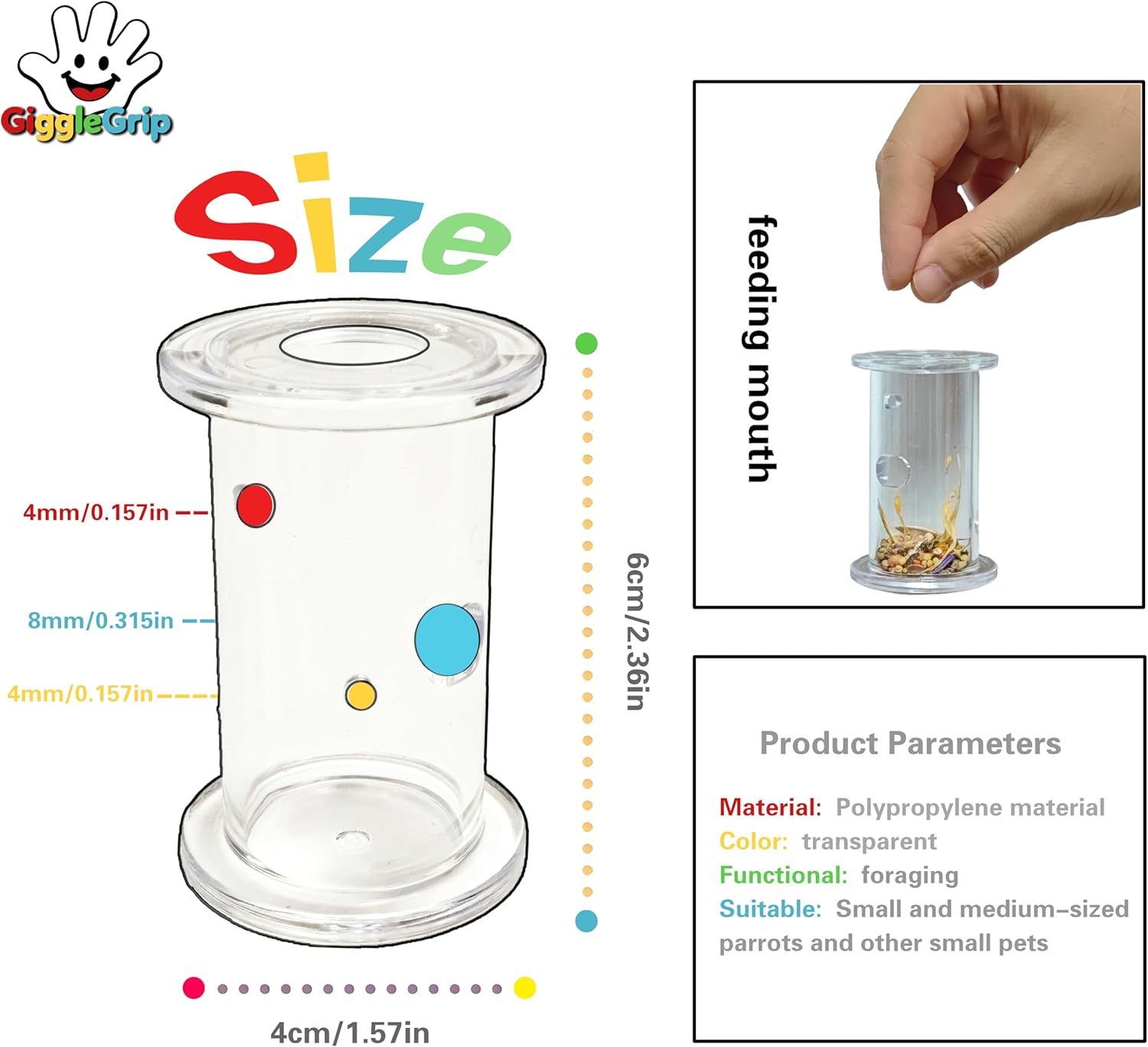 Bird Foraging Toys,Interactive Parrot Training Puzzle & Treat Dispenser, Durable Plastic Enrichment Toys for Cockatiels, Conures, Parakeets, Budgies(Pack4)