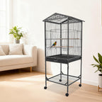 Extra Large Bird Cage, 54Inch Wrought Iron Bird Cage 360° Full Hollow Design with Universal Wheels for Parakeets Canaries Cockatiels Lovebirds 18.11×18.11×49.21 Inch (Black)