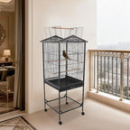 Extra Large Bird Cage, 54Inch Wrought Iron Bird Cage 360° Full Hollow Design with Universal Wheels for Parakeets Canaries Cockatiels Lovebirds 18.11×18.11×49.21 Inch (Black)