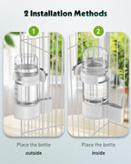 Automatic Bird Water Dispenser Cage Hanging Water Feeder with Anti-Spill Design for Parakeet Canary Small Parrot Lovebirds (2PCS 140ml Water Dispenser)