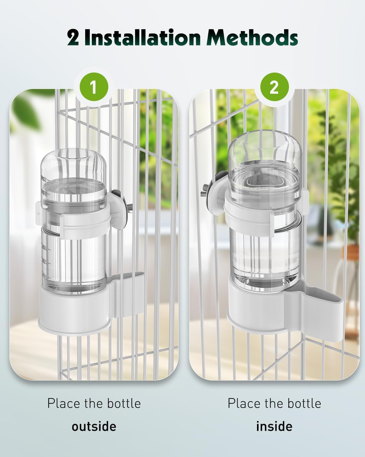 Automatic Bird Water Dispenser Cage Hanging Water Feeder with Anti-Spill Design for Parakeet Canary Small Parrot Lovebirds (2PCS 140ml Water Dispenser)