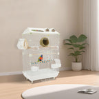 Two-Tier Bird Cage, 30 Inch Pigeons Parrot Birdcage with Safe Rotary Door Lock, White Parakeet Cage for Small to Medium Birds, Easy Access Double Doors. (A)