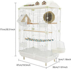Two-Tier Bird Cage, 30 Inch Pigeons Parrot Birdcage with Safe Rotary Door Lock, White Parakeet Cage for Small to Medium Birds, Easy Access Double Doors. (A)