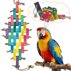 2Pcs Parrot Toys - Natural Wooden Blocks Bird Chewing Toys, Colorful Bird Cage Accessories for Parakeets Cockatiels Lovebirds Conures