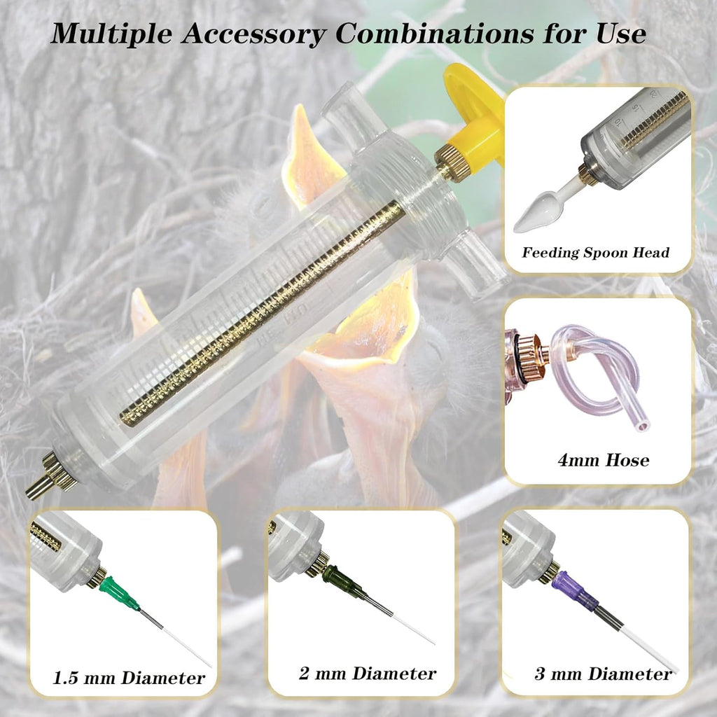 Baby Bird Feeding Syringe Set, 12-Piece Small Pet Parrot Feeder Hand Feeding Tubes Kit, Parrot Feeder Tubes Measuring Tools, for Baby Birds Small Pet