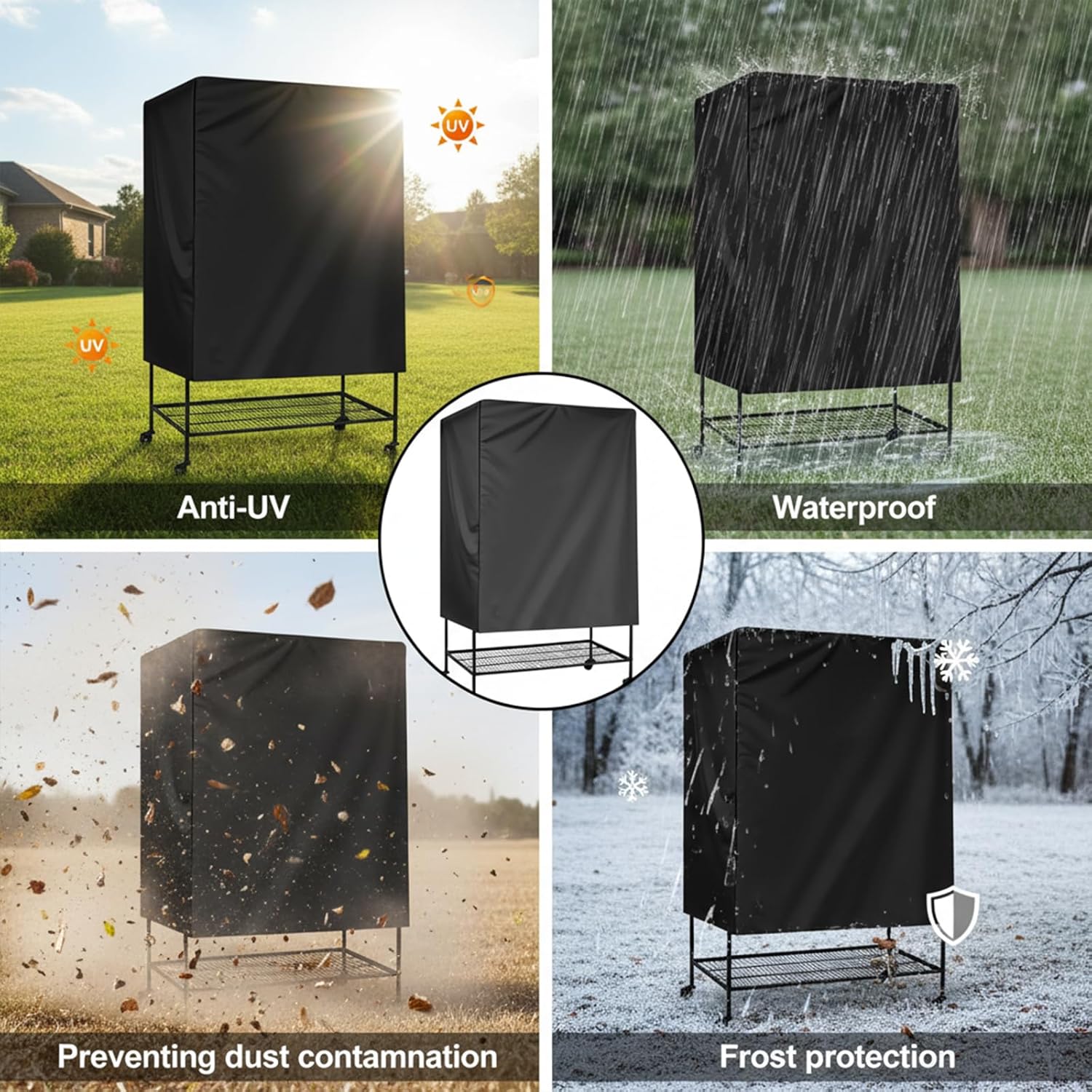 Bird Universal Pet Cage Cover, Pets Product Universal Birdcage Cover, Water-Proof Good Night Black-Out Birdcage Covers, for Parrot Parakeet Small Animal Sleeping, Black, 33L x 23W x 41H inches