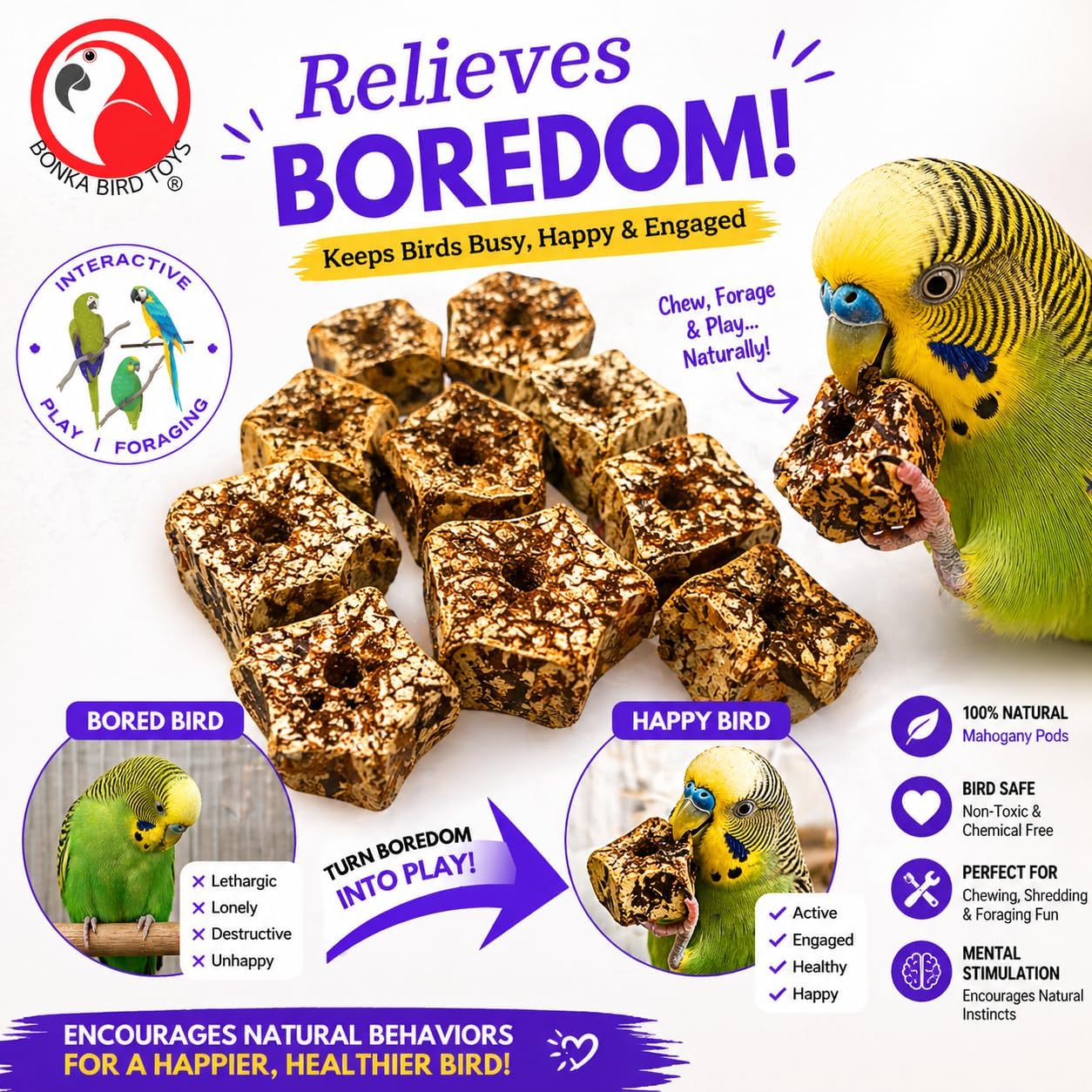Bonka Bird Toys 3893 Pk24 Mahogany Sliced Pods Foot Talon Craft Part Bird Toys Parakeet Cockatiel Conure