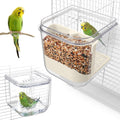 No Mess Automatic Bird Feeder with Hooks Hanging,2 in 1 Bird Bath for Cage,Multifunctional Bird Food Container Bathing Tubs,Parrot Seed Feeders Bird Cage Accessories for Budgies Lovebirds Cockatiels