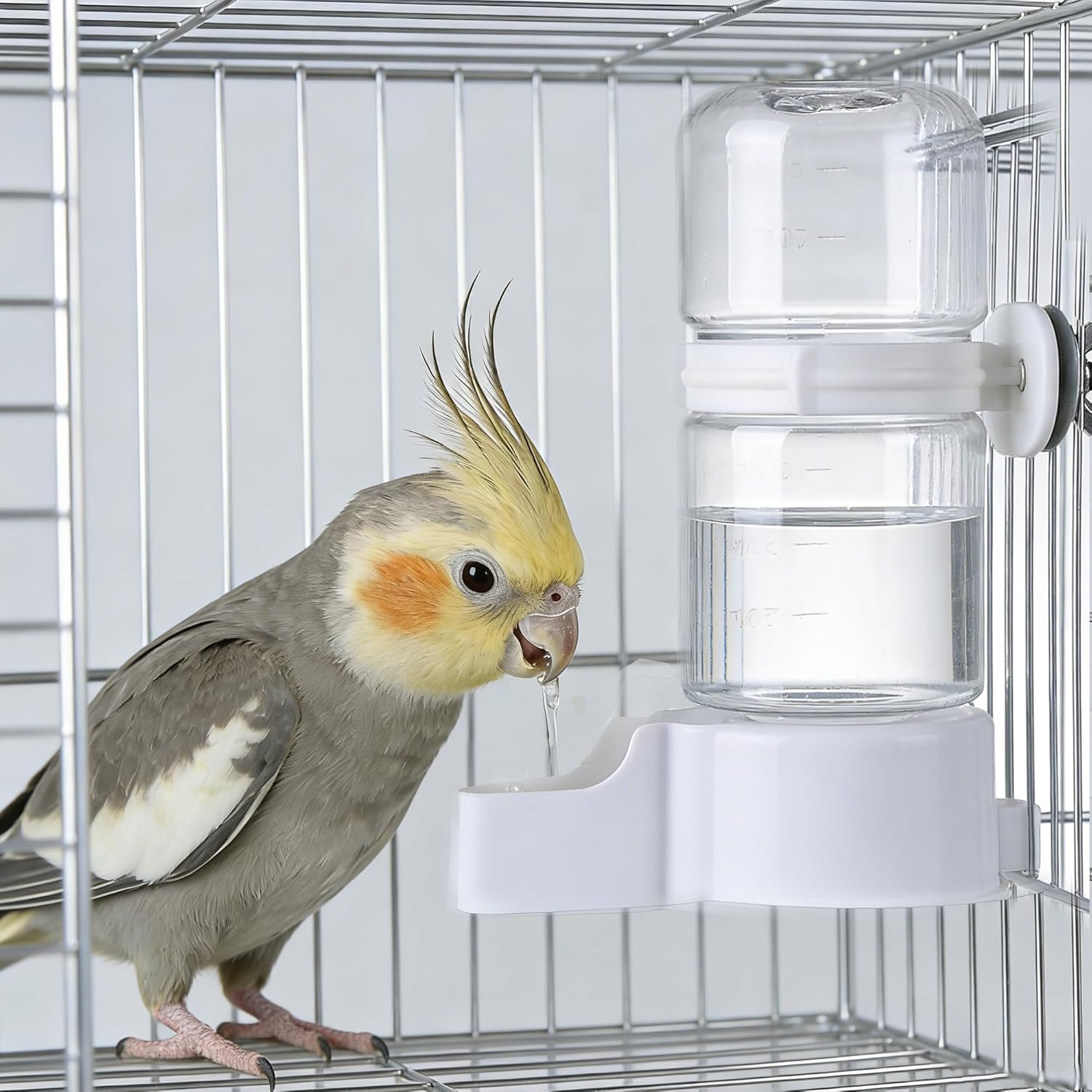 Automatic Bird Water Dispenser Cage Hanging Water Feeder with Anti-Spill Design for Parakeet Canary Small Parrot Lovebirds (2PCS 140ml Water Dispenser)