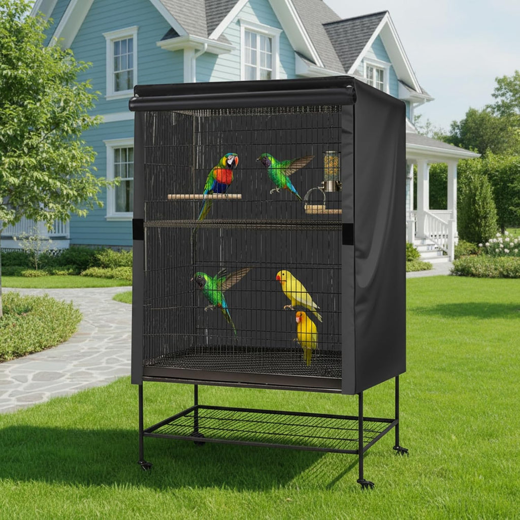 Bird Universal Pet Cage Cover, Pets Product Universal Birdcage Cover, Water-Proof Good Night Black-Out Birdcage Covers, for Parrot Parakeet Small Animal Sleeping, Black, 33L x 23W x 41H inches