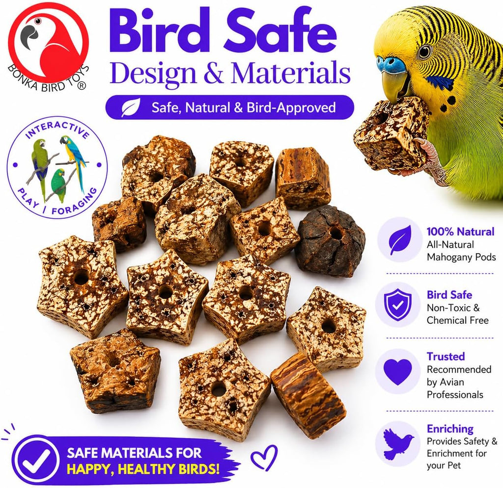 Bonka Bird Toys 3893 Pk24 Mahogany Sliced Pods Foot Talon Craft Part Bird Toys Parakeet Cockatiel Conure